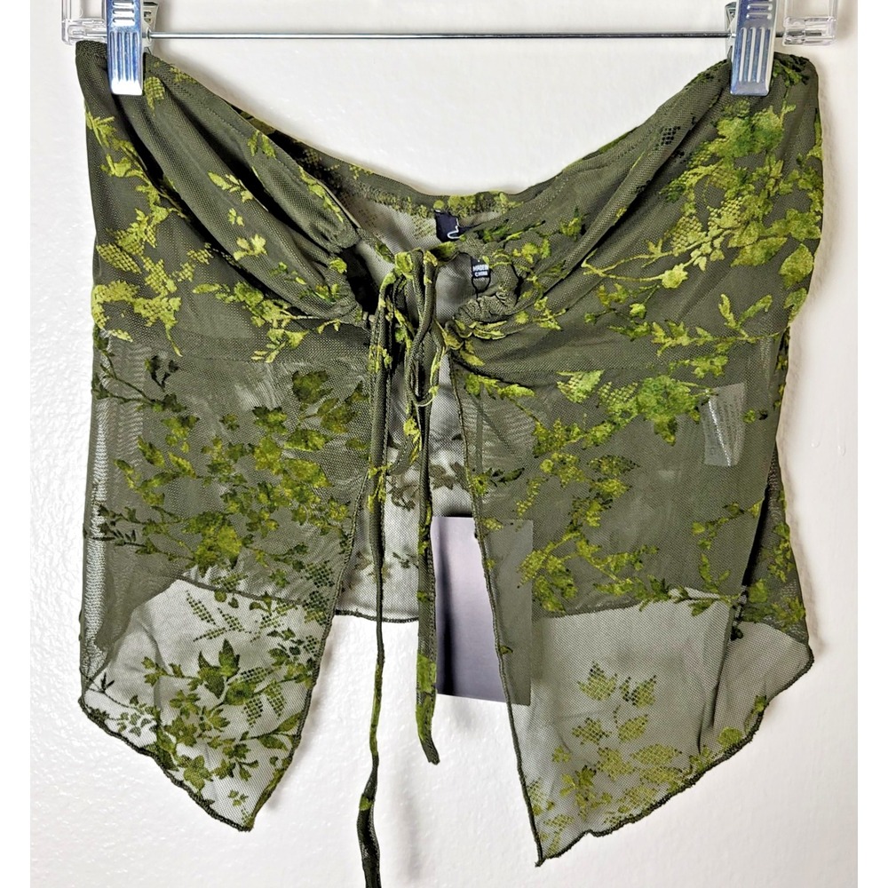 NWT Sz M Emory Park Fly Away Velvet Burnout Mesh Tube Top Gremlincore Ethereal